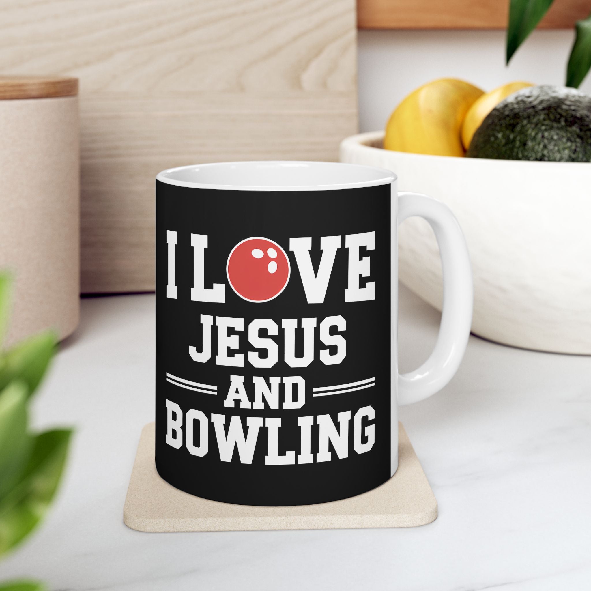 I Love Jesus And Bowling Ceramic Mug | Love Faith In Jesus Gifts (11oz) Main image