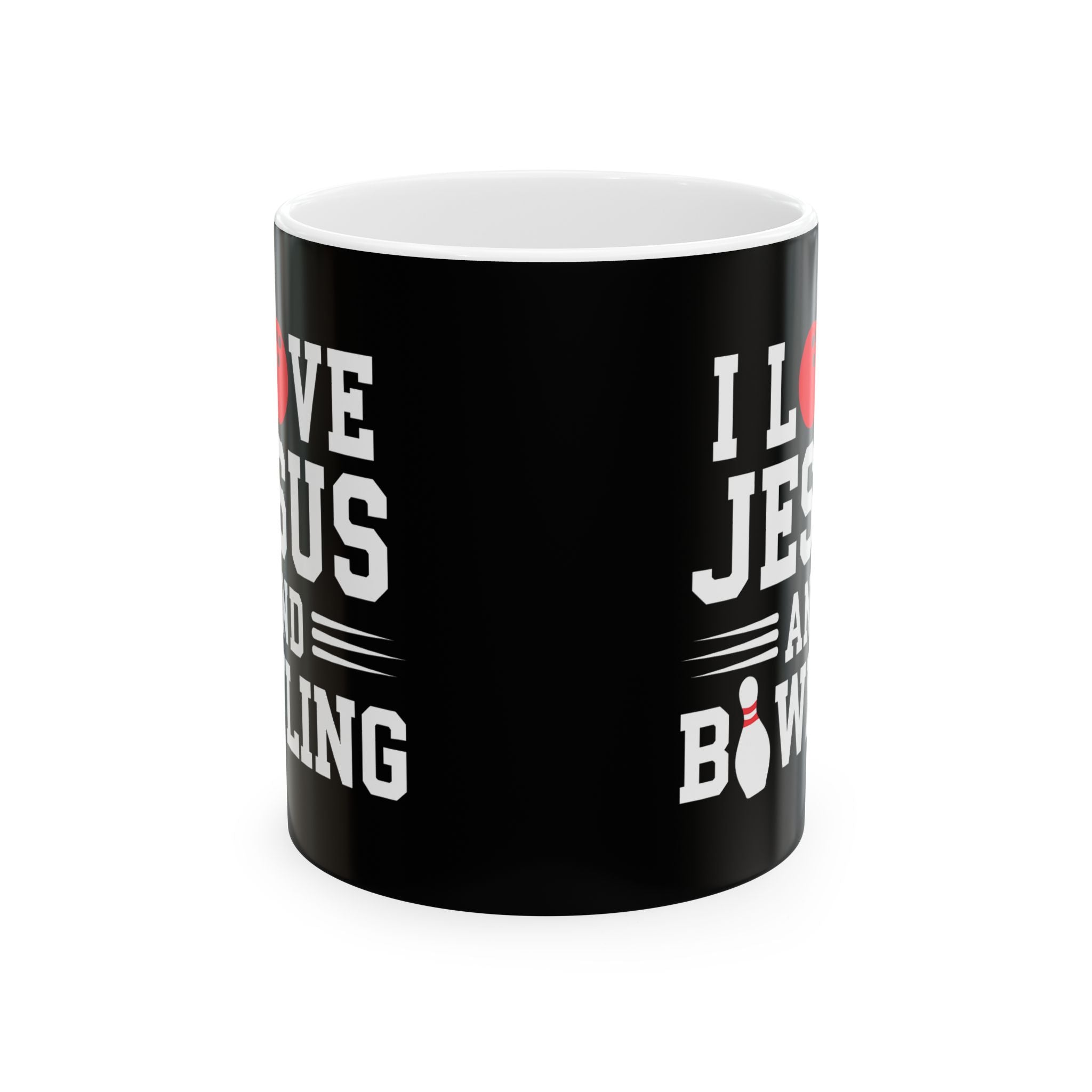 I Love Jesus And Bowling Ceramic Mug | Love Faith In Jesus Gifts (11oz) Secondary image