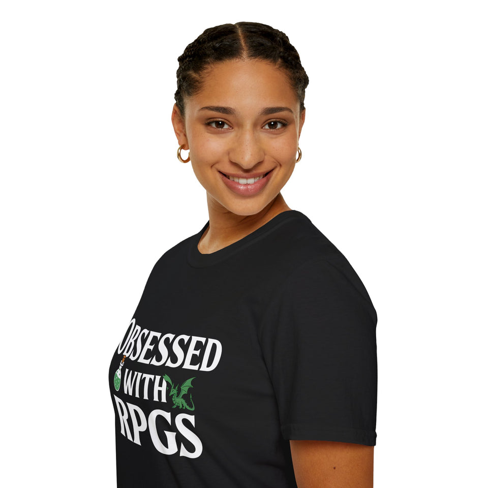Obsessed With RPGs Shirt | Role Playing Game Gift | RPG Merchandise | RPG Gifts Presents Unisex T-Shirt