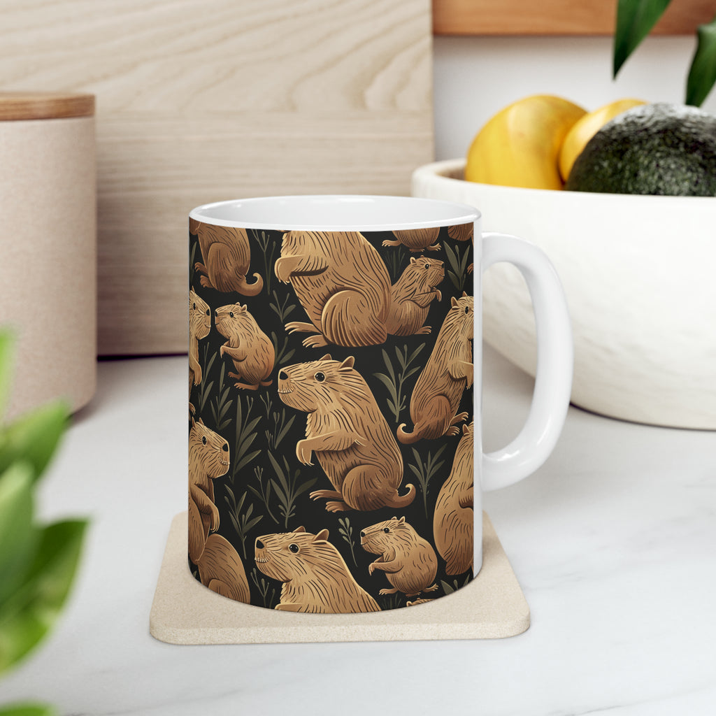 Capybara Mug  | Capybara Coffee Mug | Cute Capy Pattern Coffee Mug 11oz