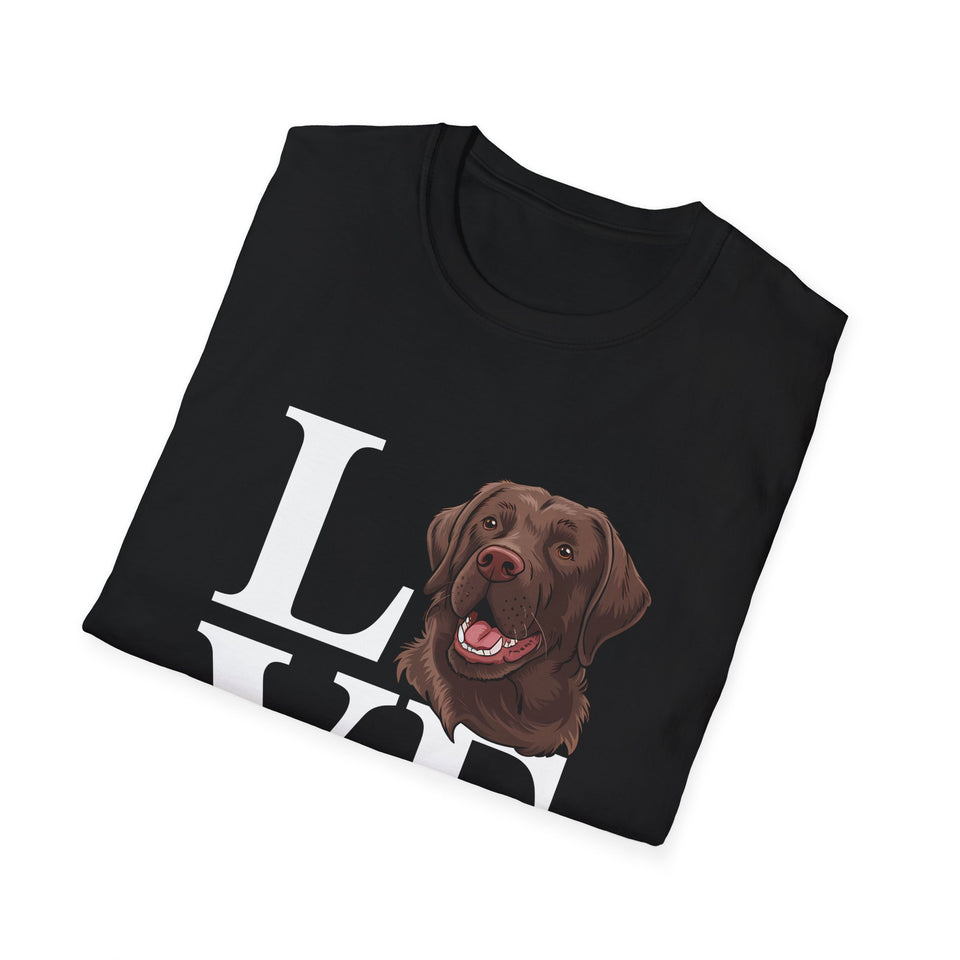 Love Chocolate Labrador Dog Unisex T-Shirt - Chocolate Labrador Shirt