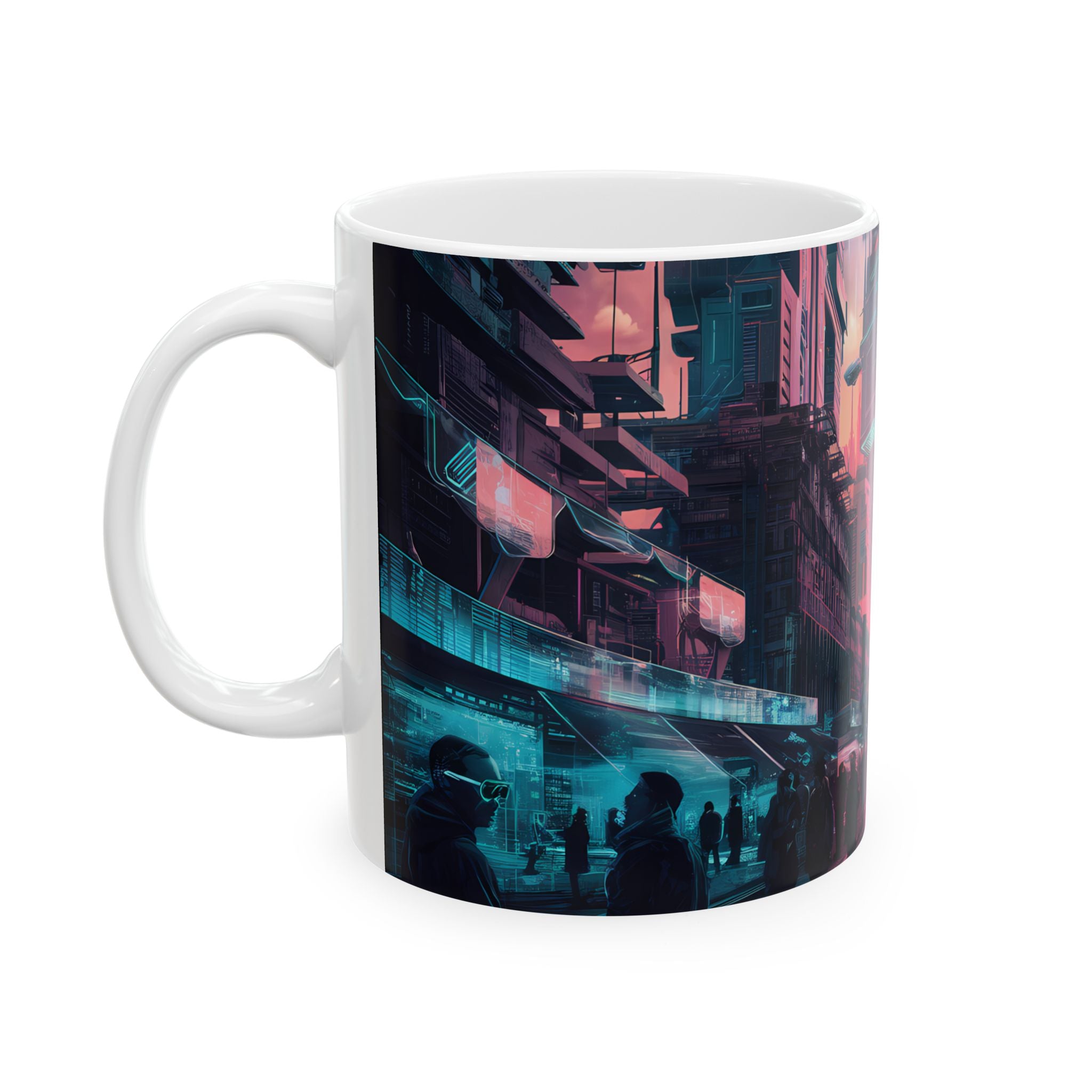 Cyberpunk City Skyline Ceramic Mug (11oz, 15oz)
