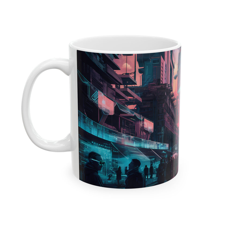 Cyberpunk City Skyline Ceramic Mug (11oz, 15oz)