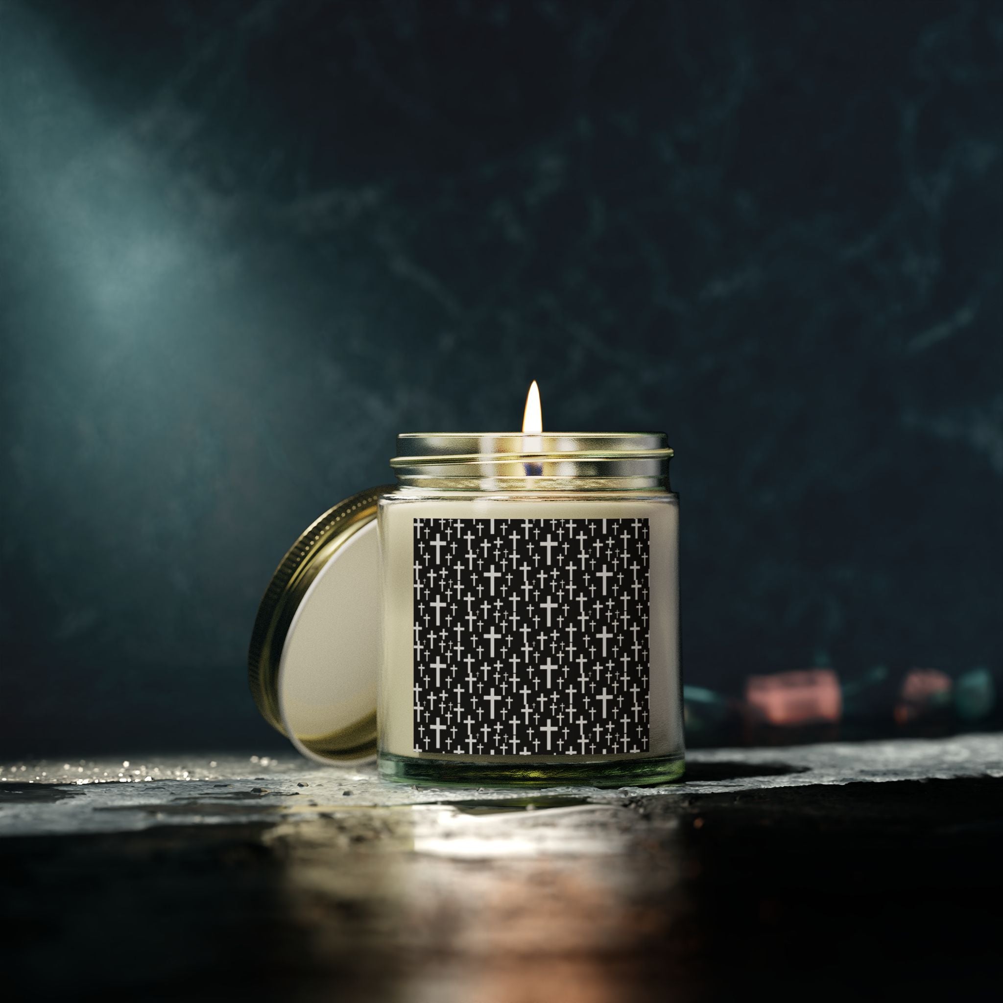 Faith Cross Jesus Scented Candle - Christian Jesus Coconut Apricot Wax Candle (4oz, 9oz)