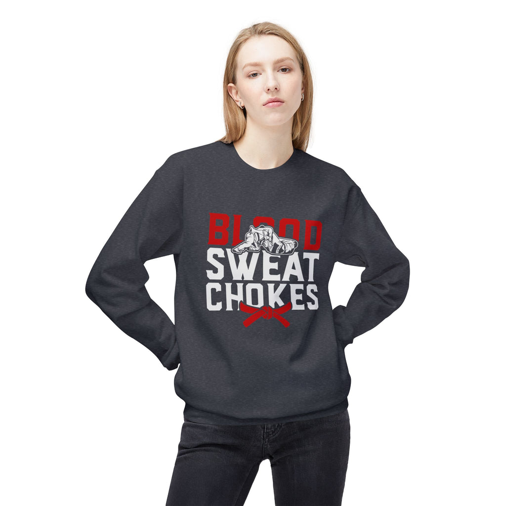 Brazilian Jiu Jitsu Blood Sweat & Chokes BJJ Unisex Midweight Softstyle Fleece Crewneck Sweatshirt