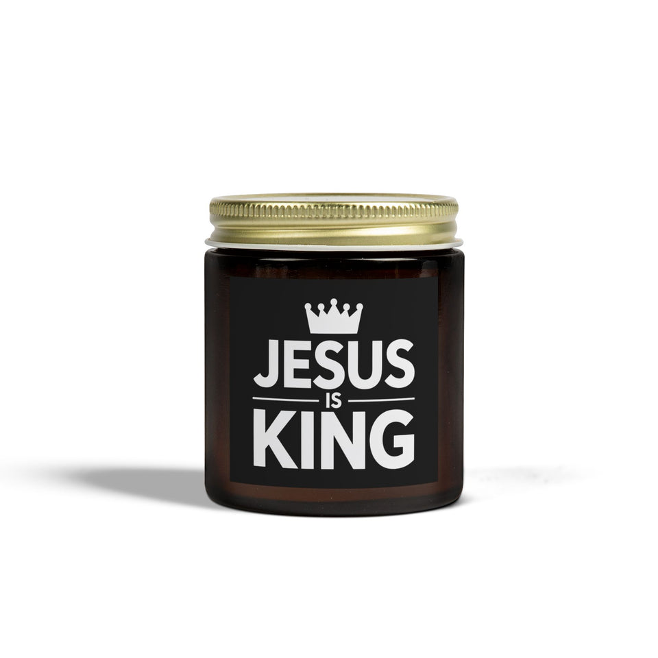 Jesus is King Cross Faith Scented Candle - Christian Jesus Coconut Apricot Wax Candle (4oz, 9oz)