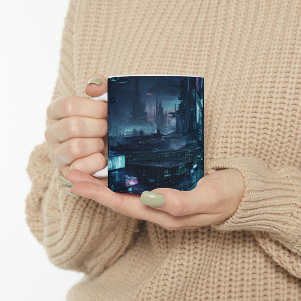 Futuristic Cyberpunk City Ceramic Mug (11oz, 15oz)