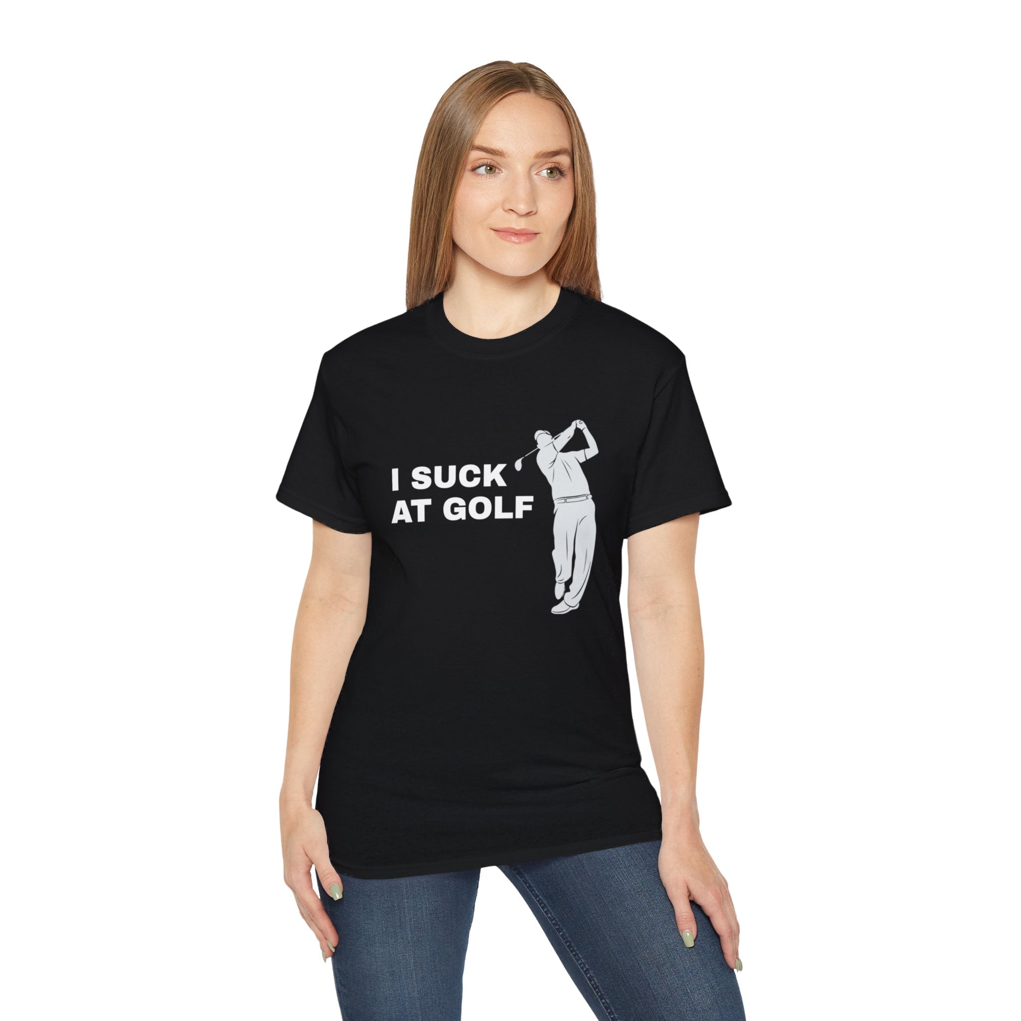 I Suck At Golf Shirt | Golf Gifts | Golf Merchandise | Golf Unisex T-Shirt