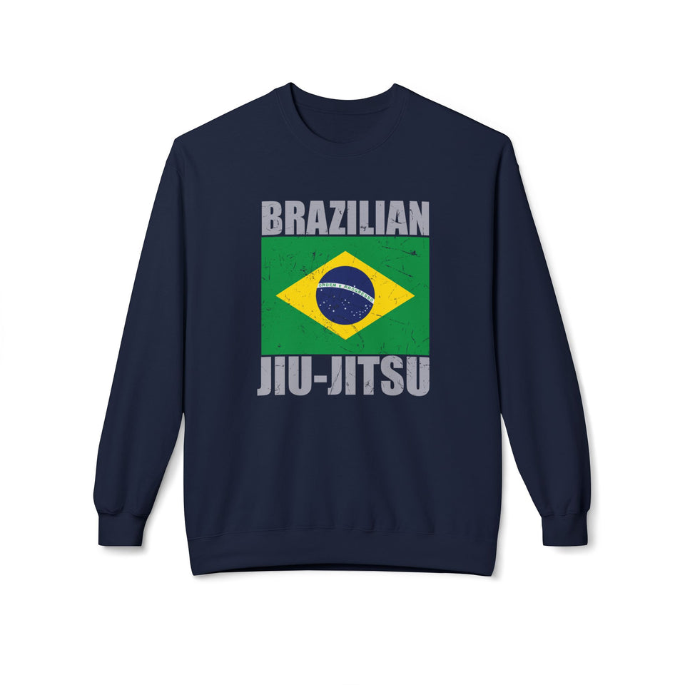 Brazilian Jiu Jitsu Flag 2 BJJ Unisex Midweight Softstyle Fleece Crewneck Sweatshirt