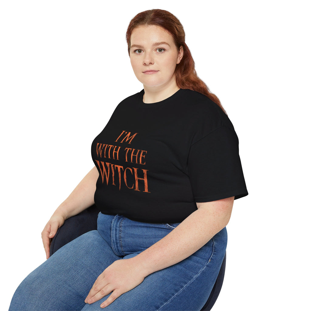 I'm With The Witch Halloween Funny Halloween Costumes Shirt | Happy Halloween Gifts | Scary Halloween Merchandise | Spooky Halloween Unisex T-Shirt
