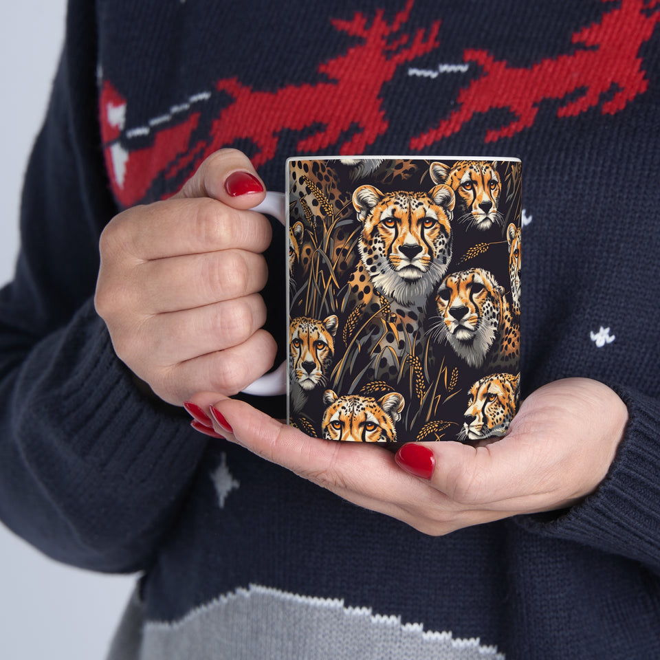 Cheetah Mug | Cheetah Gifts | Cheetah Presents | Group Of Cheetah Ceramic Mug 11oz