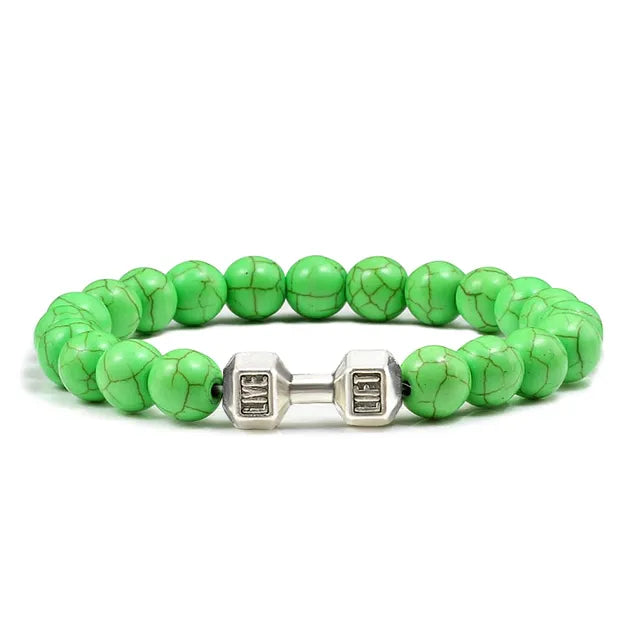 Gym Dumbbell Fitness Natural Volcanic Stone Bracelet