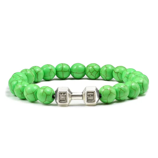 Gym Dumbbell Fitness Natural Volcanic Stone Bracelet