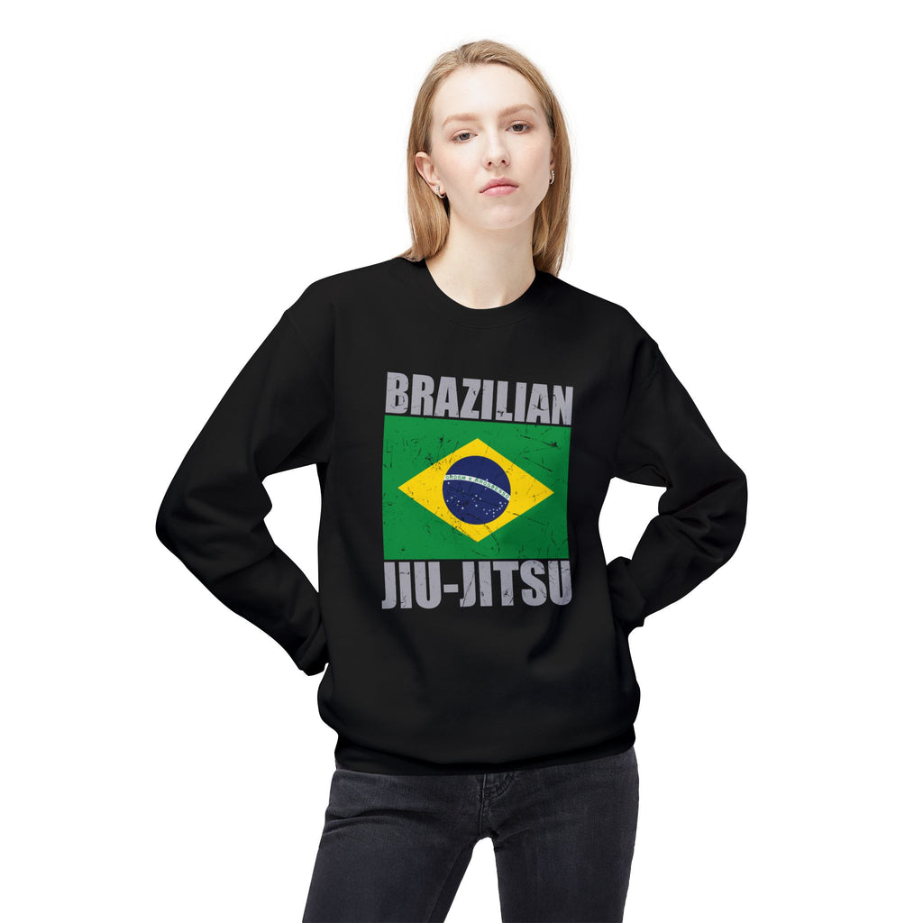 Brazilian Jiu Jitsu Flag 2 BJJ Unisex Midweight Softstyle Fleece Crewneck Sweatshirt