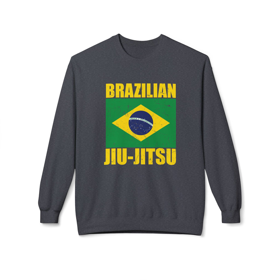 Brazilian Jiu Jitsu Flag BJJ Unisex Midweight Softstyle Fleece Crewneck Sweatshirt