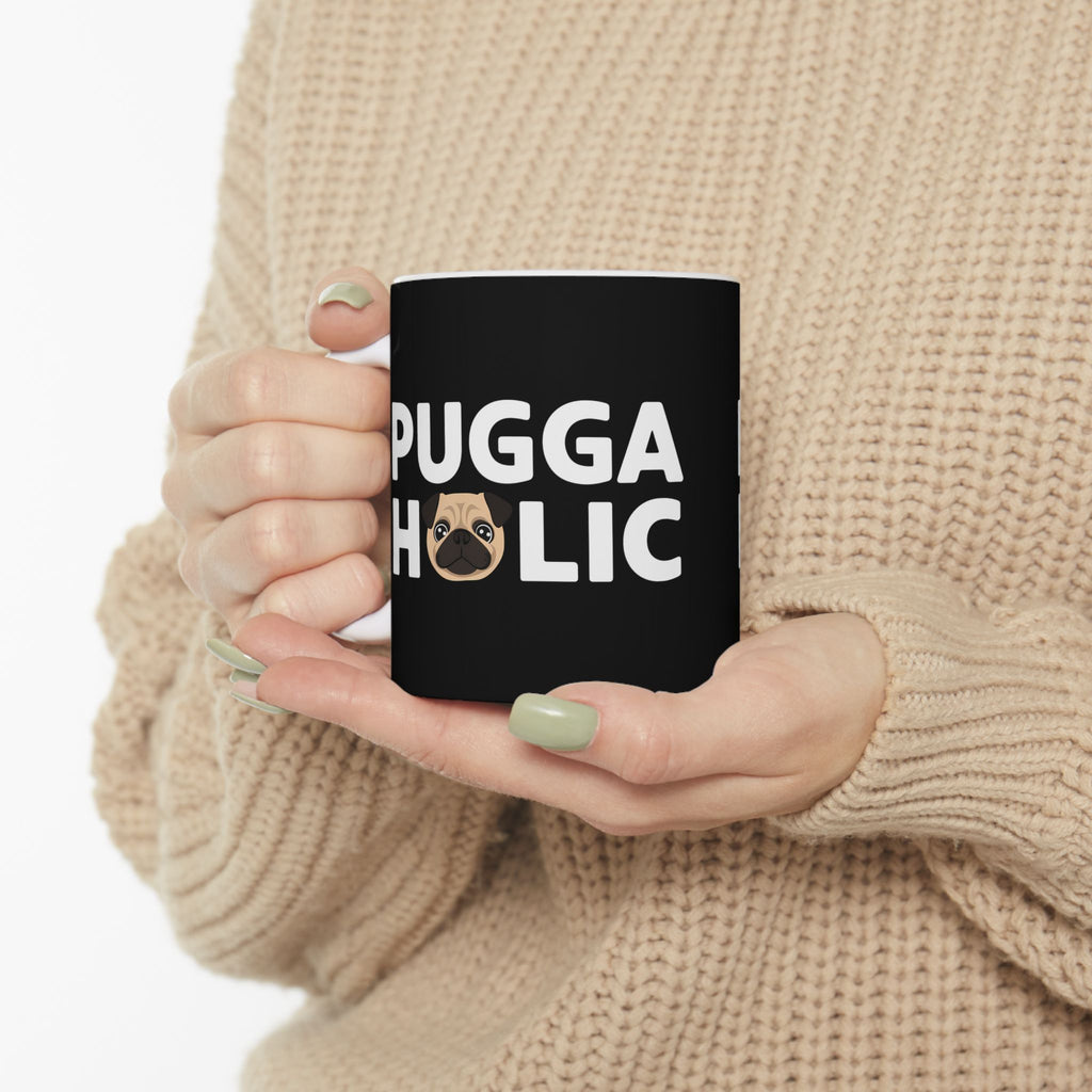 Puggaholic Pug Mug | Pug Coffee Mug | Pug Dog Gifts | Pug Presents | Pug Mug 11oz