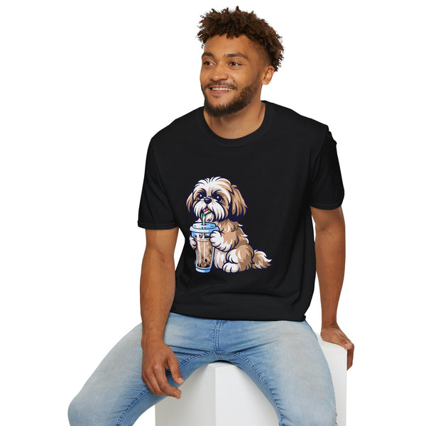 Shih Tzu Drinking Coffee T-Shirt — Cute Dog Coffee Lover Tee