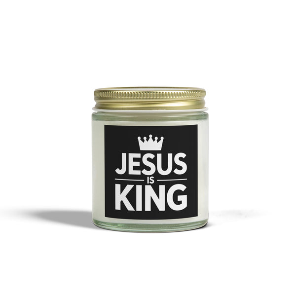Jesus is King Cross Faith Scented Candle - Christian Jesus Coconut Apricot Wax Candle (4oz, 9oz)