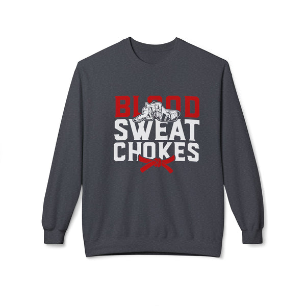 Brazilian Jiu Jitsu Blood Sweat & Chokes BJJ Unisex Midweight Softstyle Fleece Crewneck Sweatshirt
