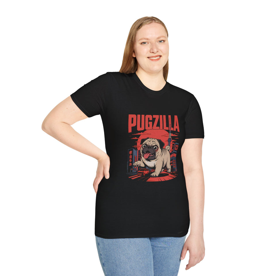 Pugzilla Funny Pug Owner Lover T-shirt, Pug Japanese Monster Tee, Pug Mom Shirt, Pug Dad Gift, Pug Owner Shirt