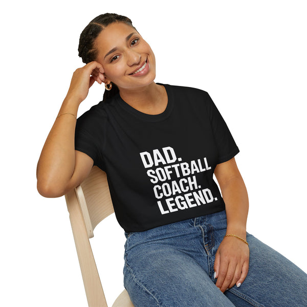 Dad Softball Coach Legend Design T-Shirt