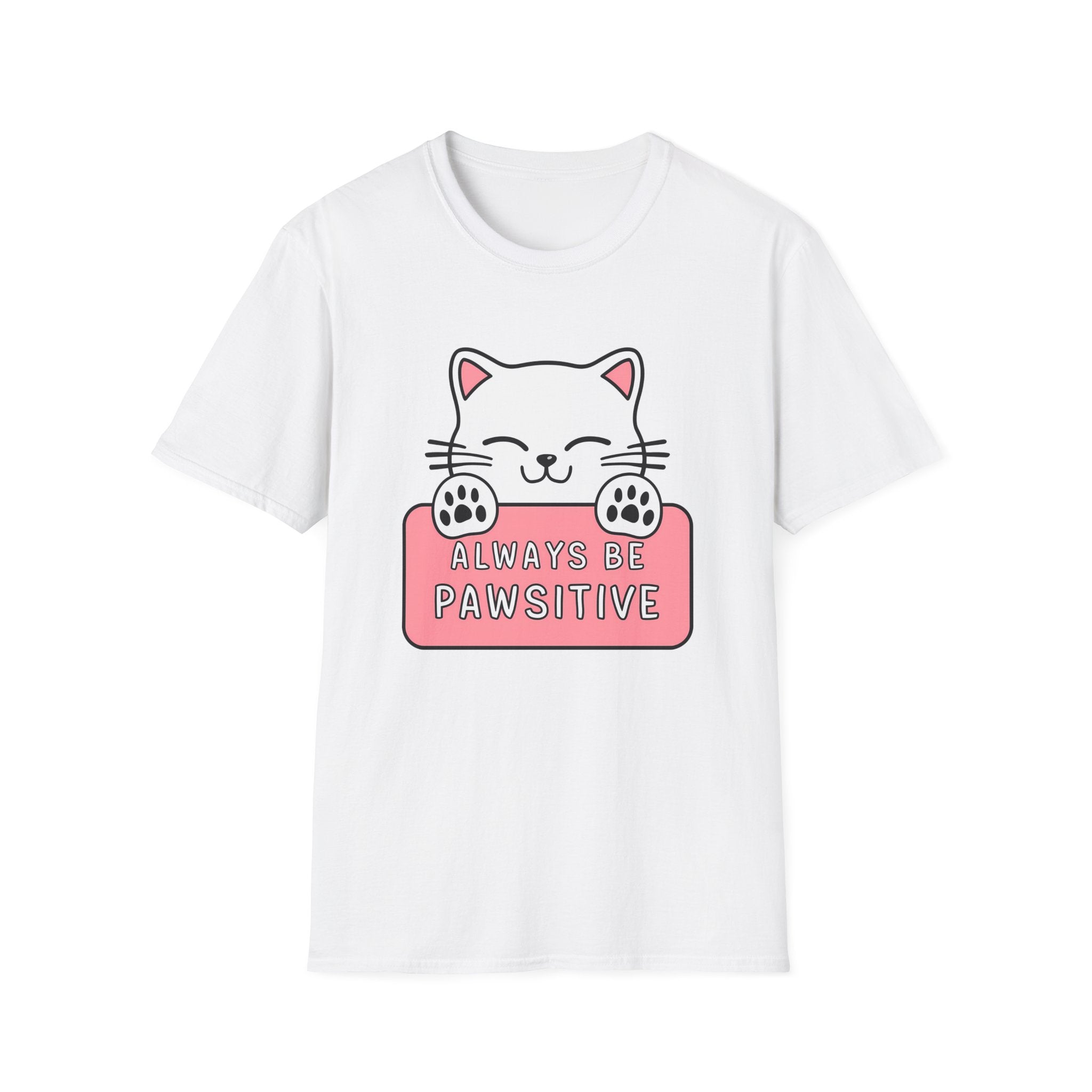 Kawaii Always Be Pawsititive Cat Shirt | Cat Mom Gift | Cat Present | Cat Lover Unisex Softstyle T-Shirt Main image