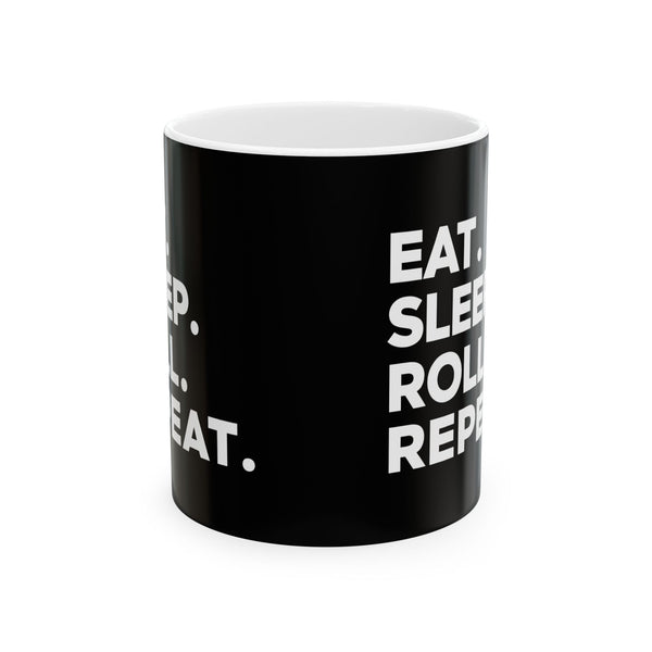 Brazilian Jiu Jitsu Eat Sleep Roll 2 BJJ Ceramic Mug | Brazilian Jiu Jitsu Gifts (11oz)