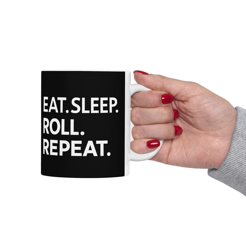 Brazilian Jiu Jitsu Eat Sleep Roll BJJ Ceramic Mug | Brazilian Jiu Jitsu Gifts (11oz)
