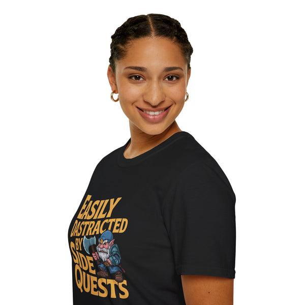 Easily Distracted By Side Quests T-Shirt — RPG Gamer Tee