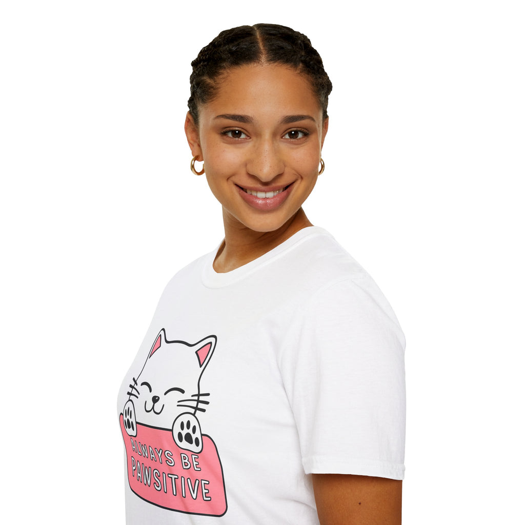 Kawaii Always Be Pawsitive Cat Shirt | Cat Mom Gift | Cat Present | Cat Lover Unisex Softstyle T-Shirt