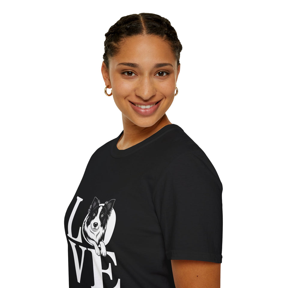 Cute Love Border Collies Shirt | Border Collie Lover Gifts | Sheep Dog Unisex T-Shirt
