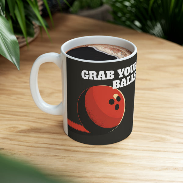 Funny Bowling Mug | Grab Your Balls Bowling Coffee Mug | Bowling Gifts | Funny Bowling Presents | Bowling Mug 2 11oz
