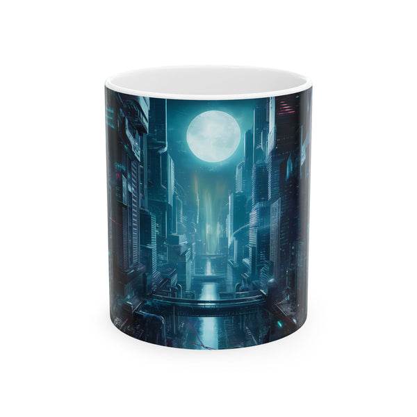 A Cyberpunk City Skyline Ceramic Mug (11oz, 15oz)