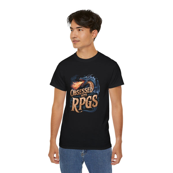 Obsessed With RPGs Shirt | Fantasy RPG Game Gift | Role Playing Game Merchandise | RPG Gifts | Fantasy Presents Unisex Shirts
