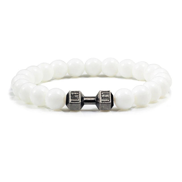 Gym Dumbbell Fitness Natural Volcanic Stone Bracelet