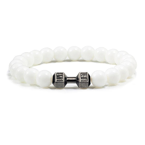 Gym Dumbbell Fitness Natural Volcanic Stone Bracelet