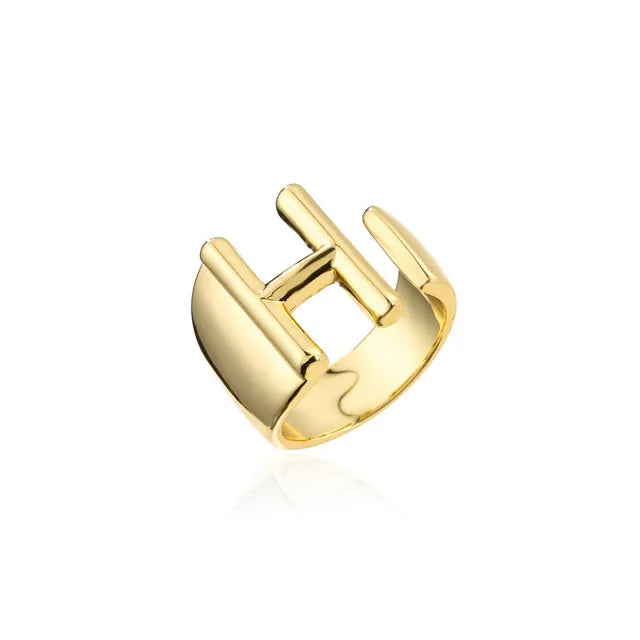 Adjustable Gold Alphabet Ring