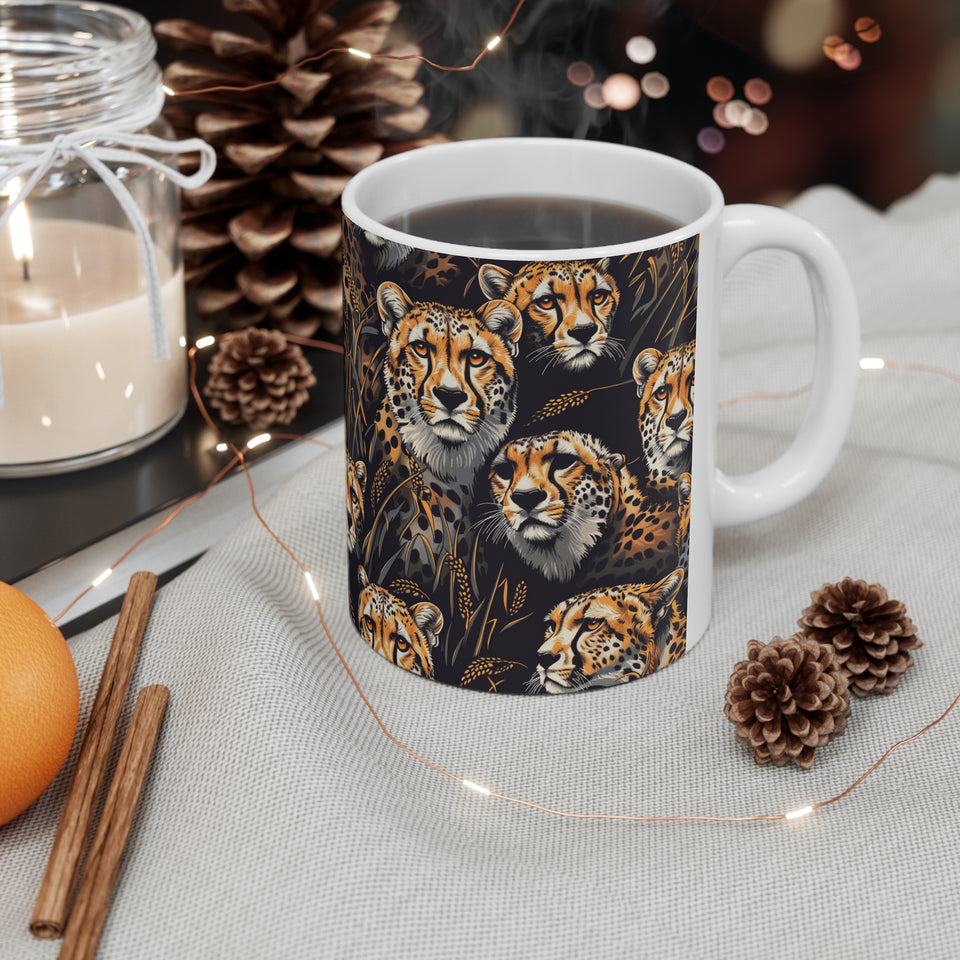 Cheetah Mug | Cheetah Gifts | Cheetah Presents | Group Of Cheetah Ceramic Mug 11oz