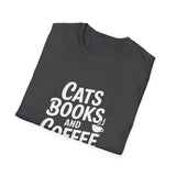 Cats, Books & Coffee T-Shirt — Cozy Reading Tee for Cat Lovers Cats, Books & Coffee T-Shirt — Cozy Reading Tee for Cat Lovers
