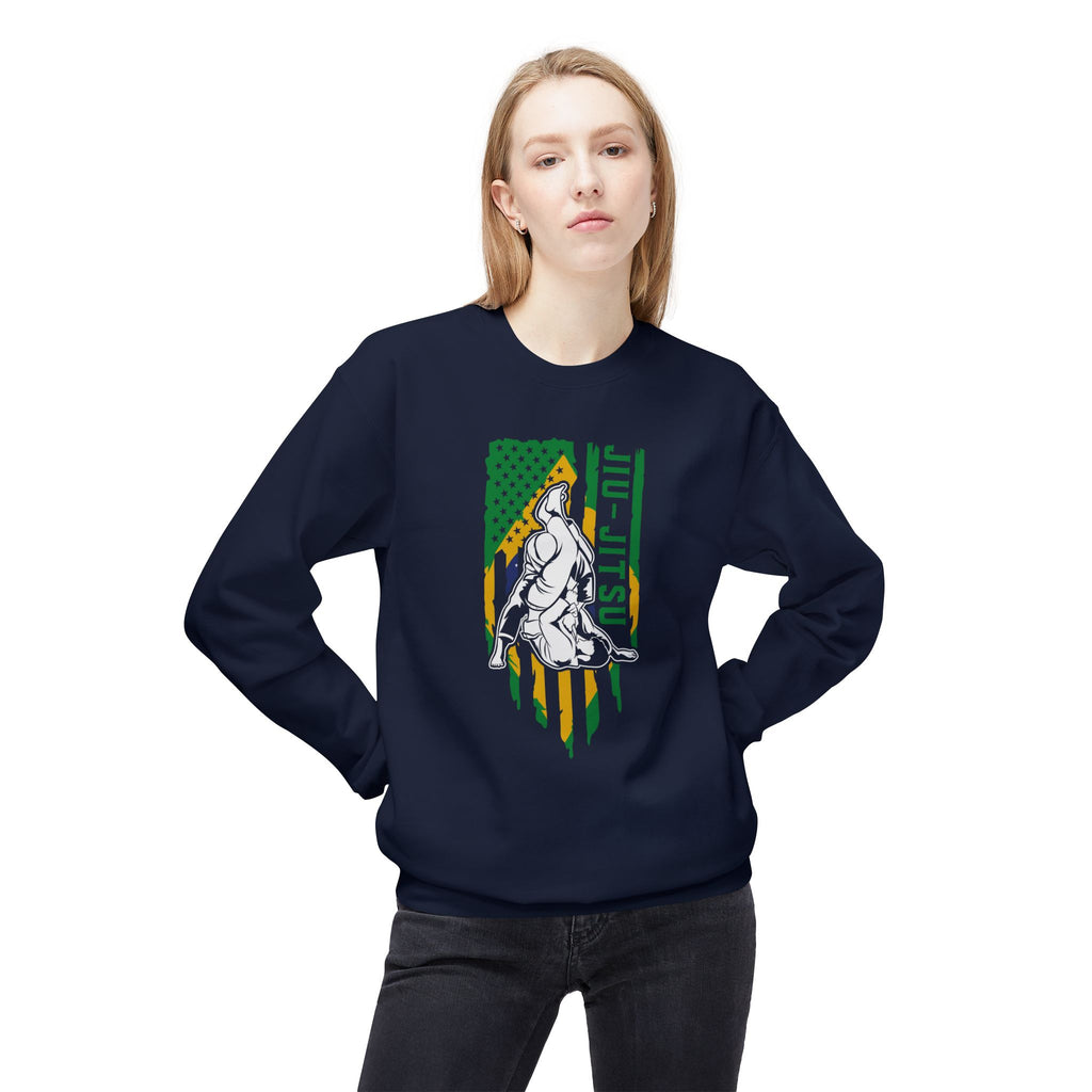 Brazilian Jiu Jitsu Armbar Flag BJJ Unisex Midweight Softstyle Fleece Crewneck Sweatshirt