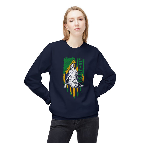 Brazilian Jiu Jitsu Armbar Flag BJJ Unisex Midweight Softstyle Fleece Crewneck Sweatshirt