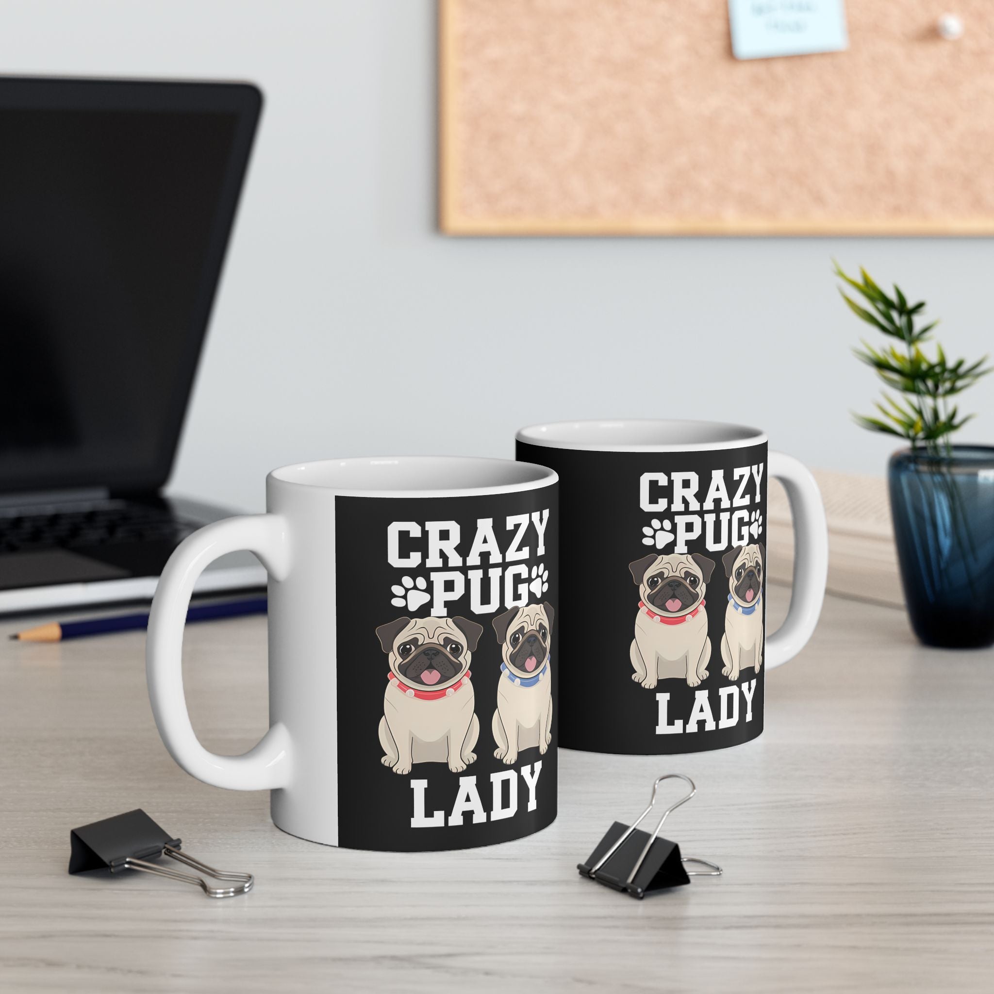 Crazy Pug Lady Ceramic Mug | Pug Lover Gift Mug (11oz)
