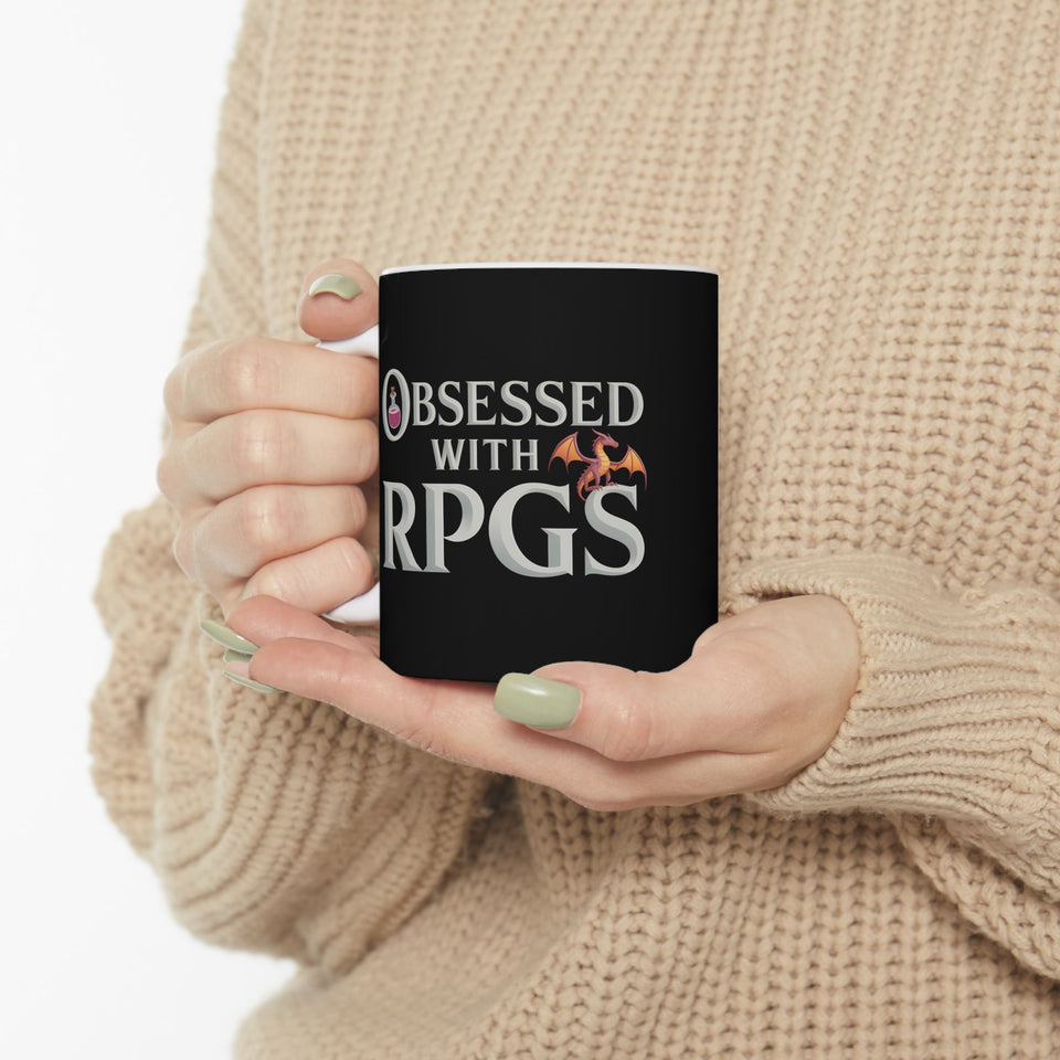Obsessed With RPGs Ceramic Mug | Role Playing Game Gifts (11oz)