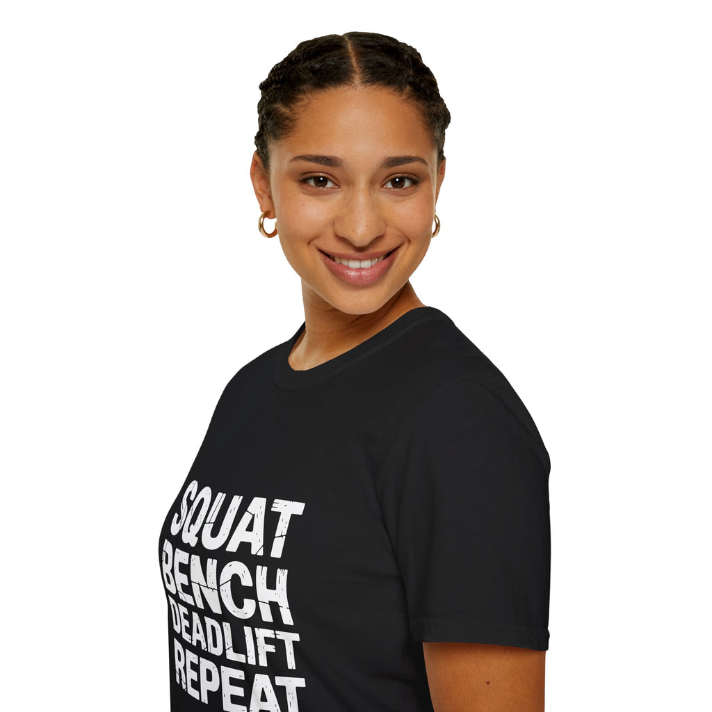 Gym Workout T-Shirt 2 - Squat Bench Deadlift Repeat Shirt