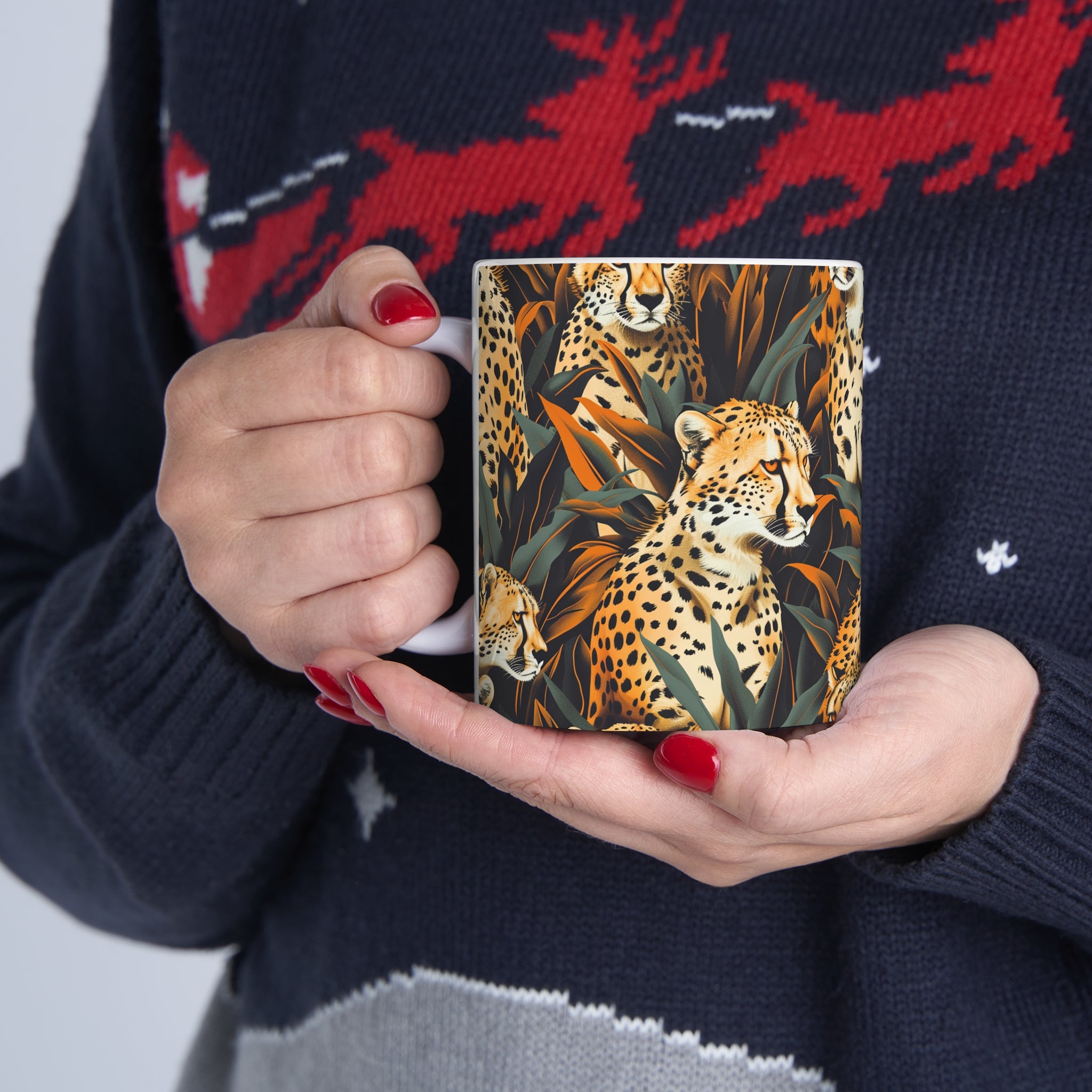 Cheetah Mug | Cheetah Gifts | Cheetah Presents | Group Of Cheetah Ceramic Mug 11oz