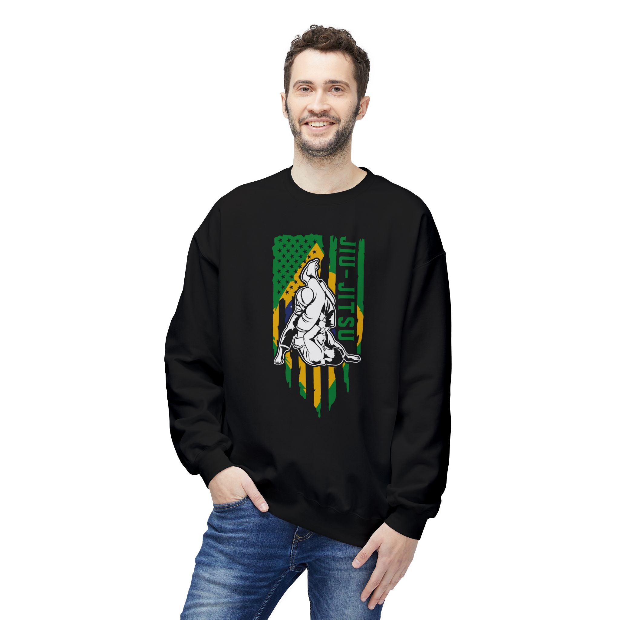 Brazilian Jiu Jitsu Armbar Flag BJJ Unisex Midweight Softstyle Fleece Crewneck Sweatshirt