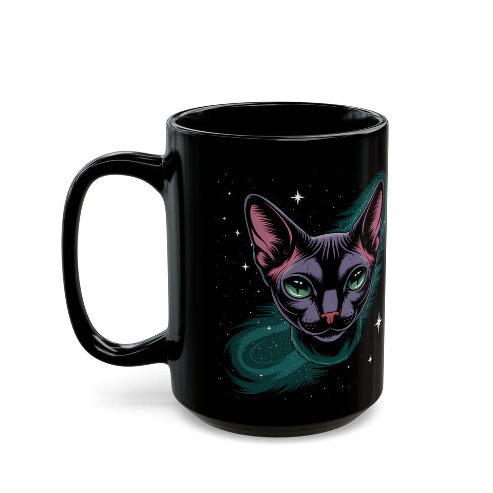 Cosmic Sphinx Cat Mug 2 - 11oz & 15oz - Perfect for Sphynx Cat Lovers & Space Enthusiasts