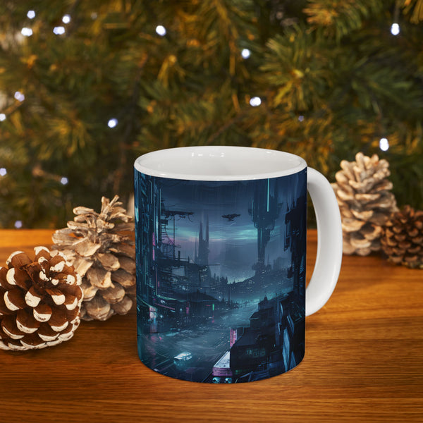 Futuristic Cyberpunk City Ceramic Mug (11oz, 15oz)