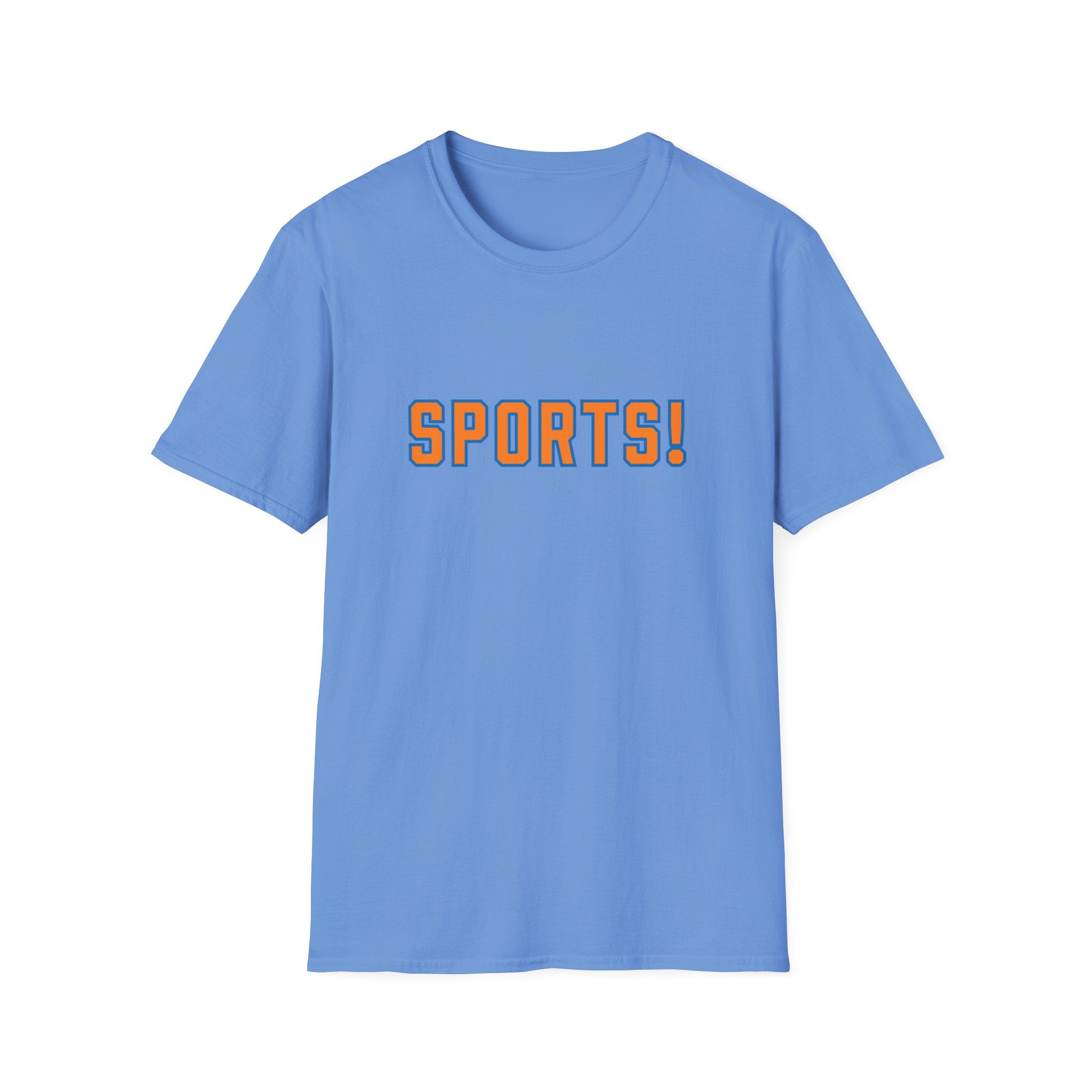 SPORTS! Funny Retro Collegiate T‑Shirt — Bold Orange & Blue Athletic Graphic