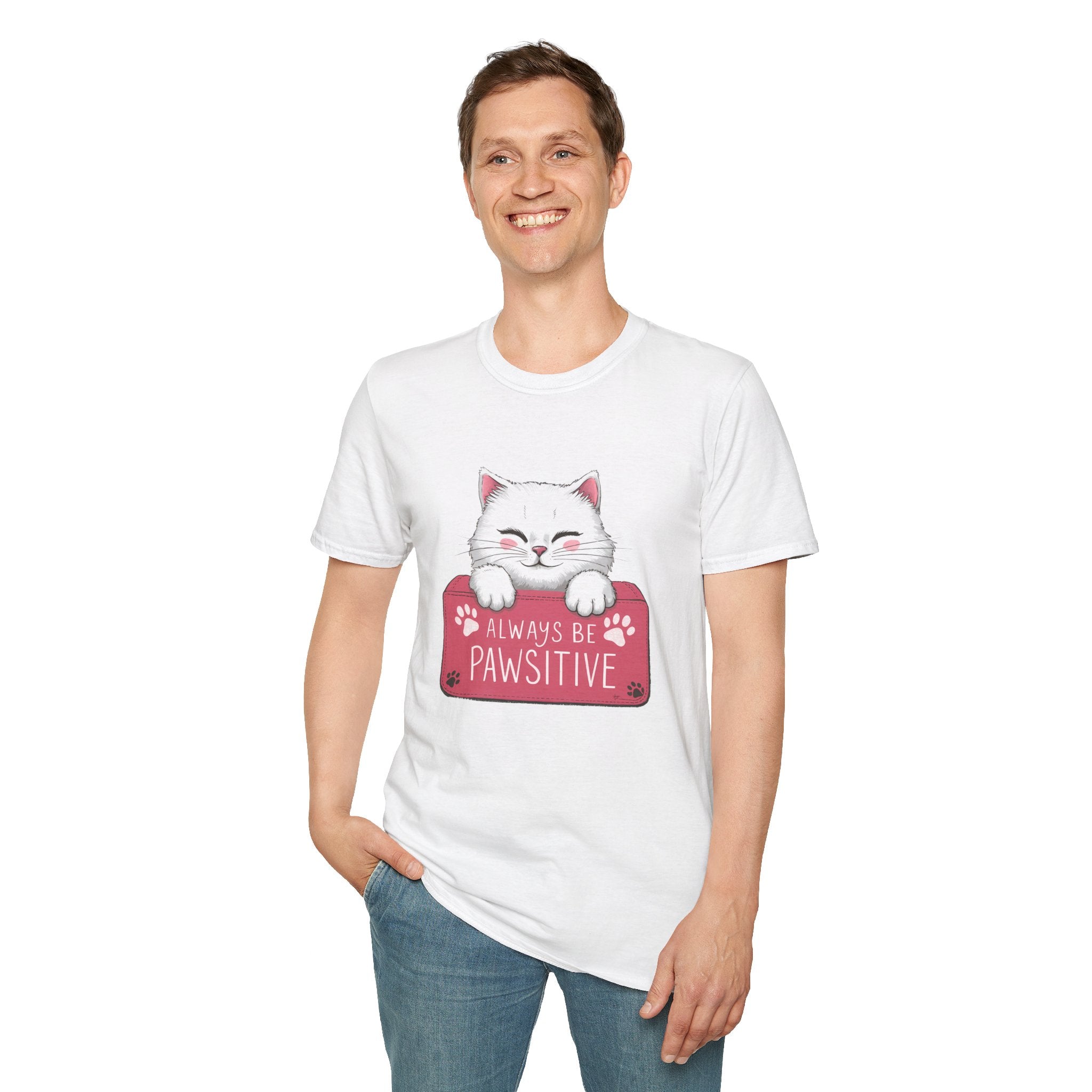 Always Be Pawsitive Cat Shirt | Cat Mom Gift | Cat Present | Cat Lover Unisex Softstyle T-Shirt